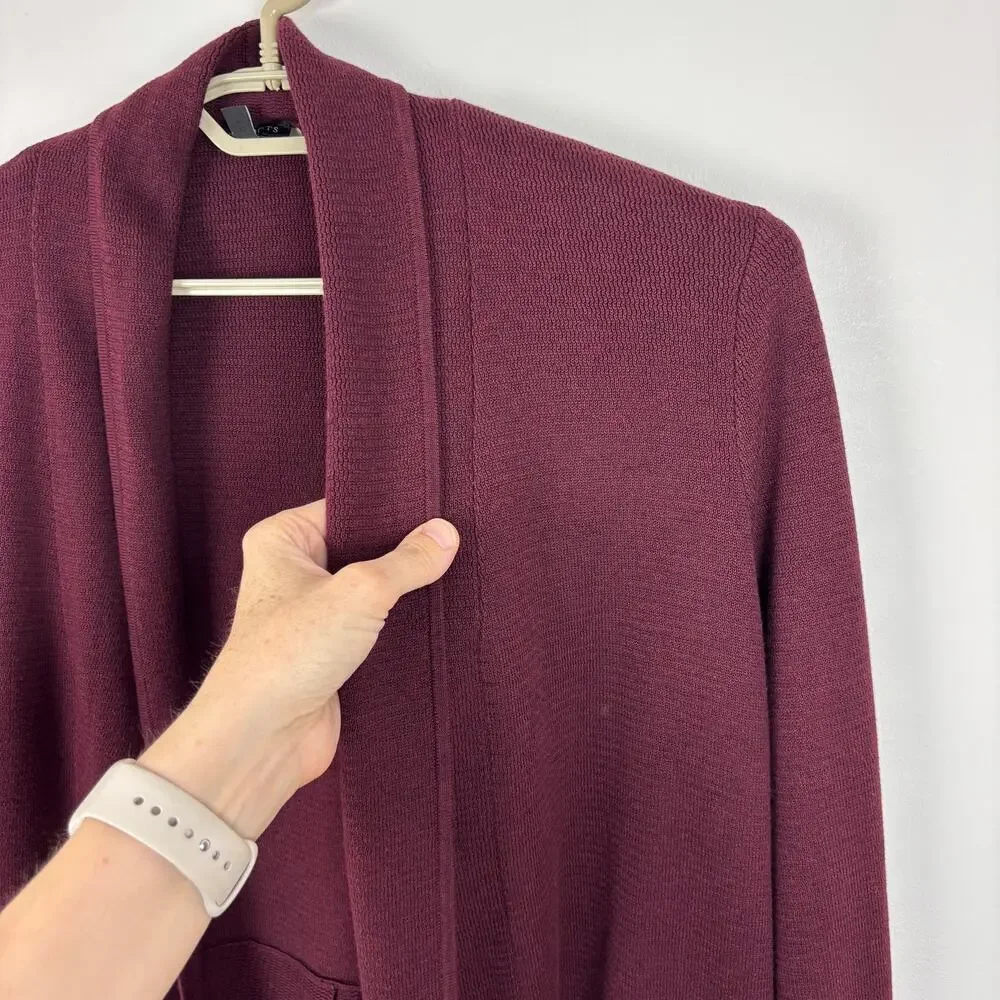 Talbots Wine Red Open Cardigan Sweater 1X cotton blend